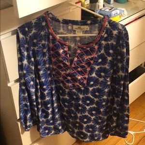 Vineyard Vines long sleeve blue and white tunic XS